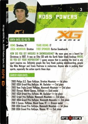 2004 Pro Core Sports X Games #3 Ross Powers Back
